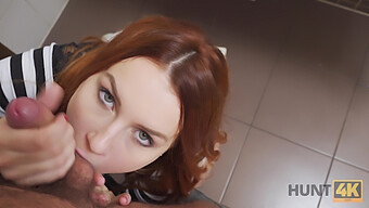 Pov Video Of Redheaded Belle Engaging In Sexual Acts With Strangers For Money In A Bathroom, While Her Boyfriend Watches