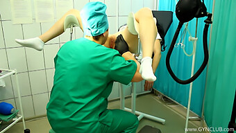 Examination Of A Dirty Brunette In Medical Bondage