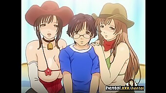 Pria Anime Kutu Buku Menikmati Threesome Dengan Wanita Berpayudara Besar