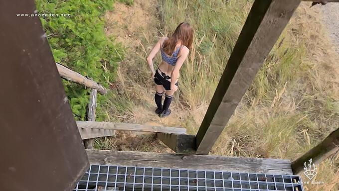 German College Student'S Outdoor Solo Session Captured By Voyeur