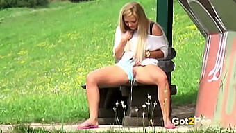 Solo Blonde Gets Wet In Public Outdoor Pissing Adventure