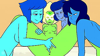 การ์ตูนเฮ็นไตของคลาสพฤกษศาสตร์ของ Peridot ที่มีหน้าอกและก้นใหญ่